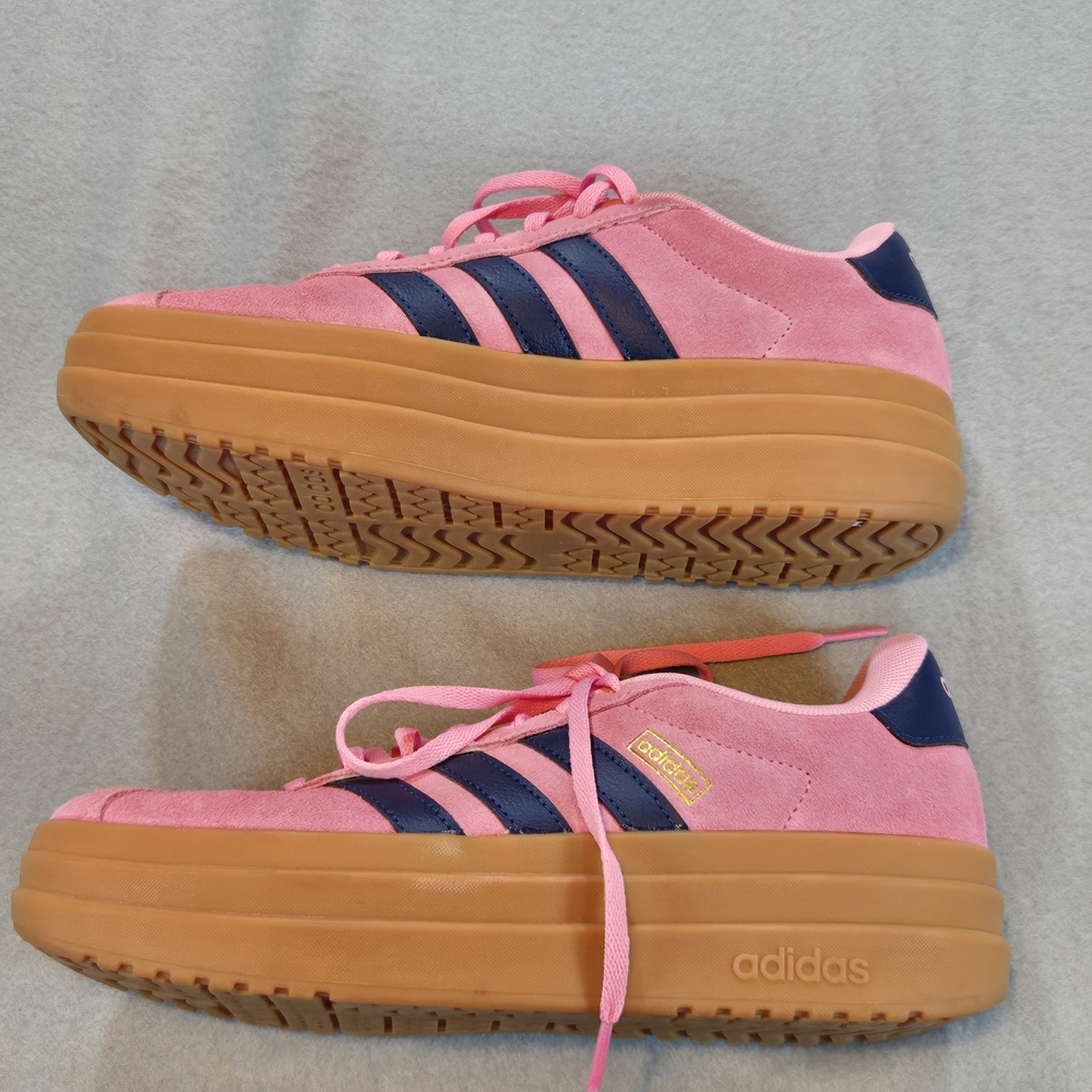 adidas Sambarose Sneakers Womens 7 Pink Navy Blue Suede Platform Gum Sole